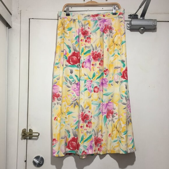 VINTAGE FLORAL PRINT SILK SKIRTS SIZE 14 - Picture 3 of 8